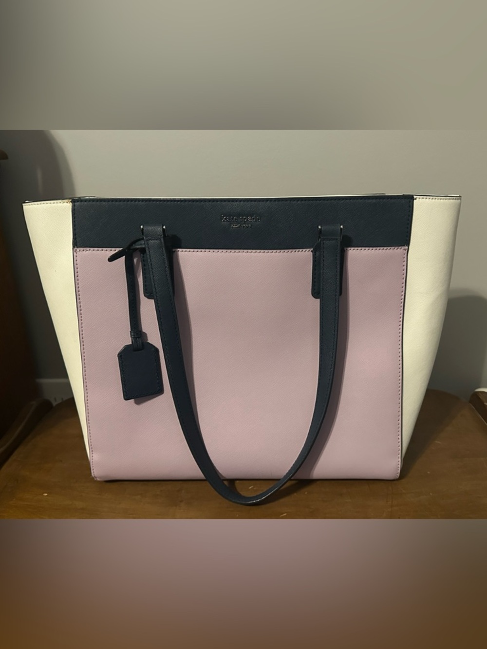 Kate Spade Lavender and Navy Saffiano Leather Tote Bag